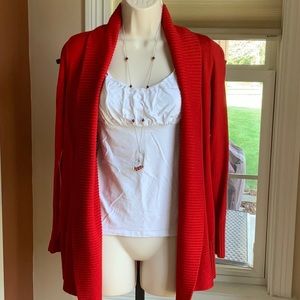 INC Red Flyaway Caridgan